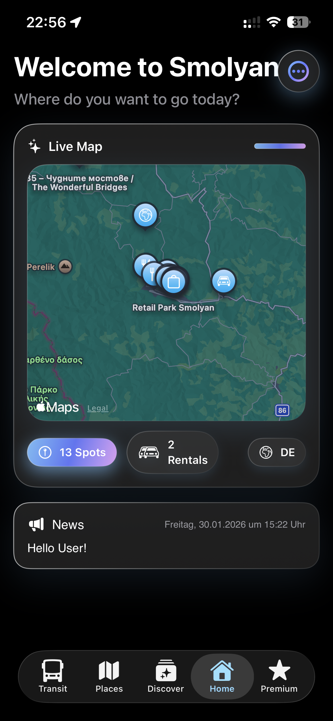 SmoGo App Startscreen